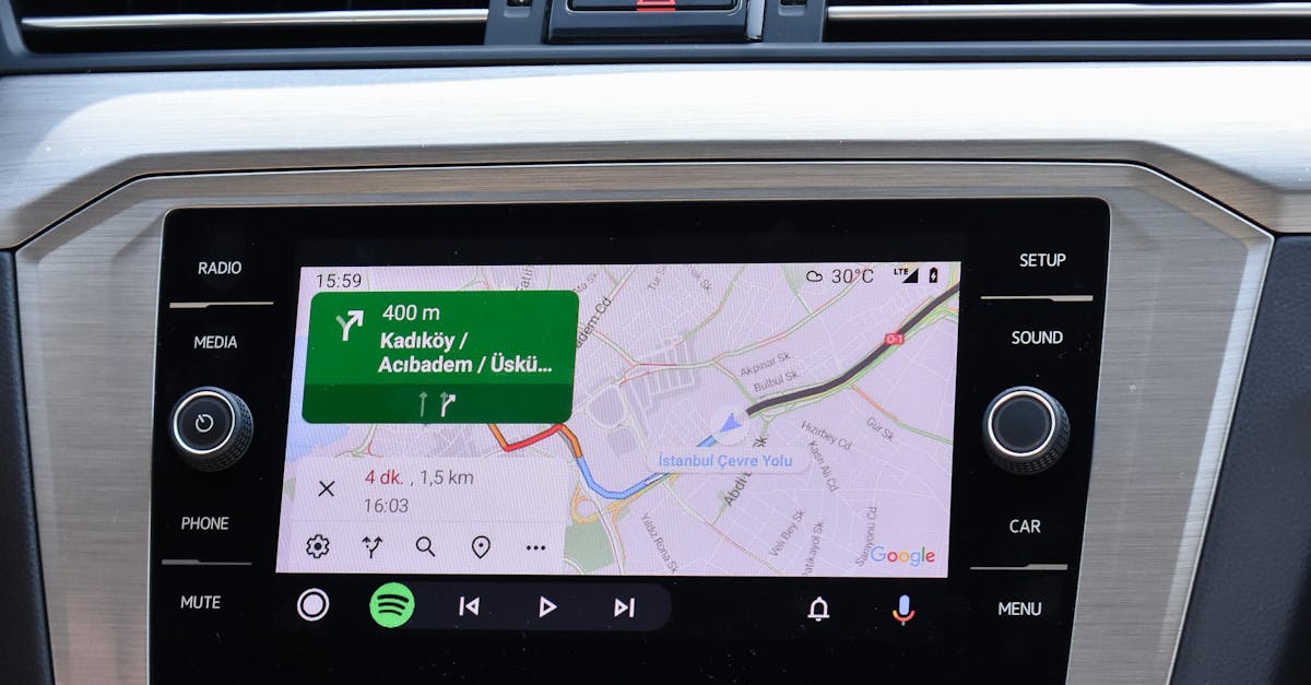Close-up of a car GPS navigation system inside a Volkswagen Passat dashboard.