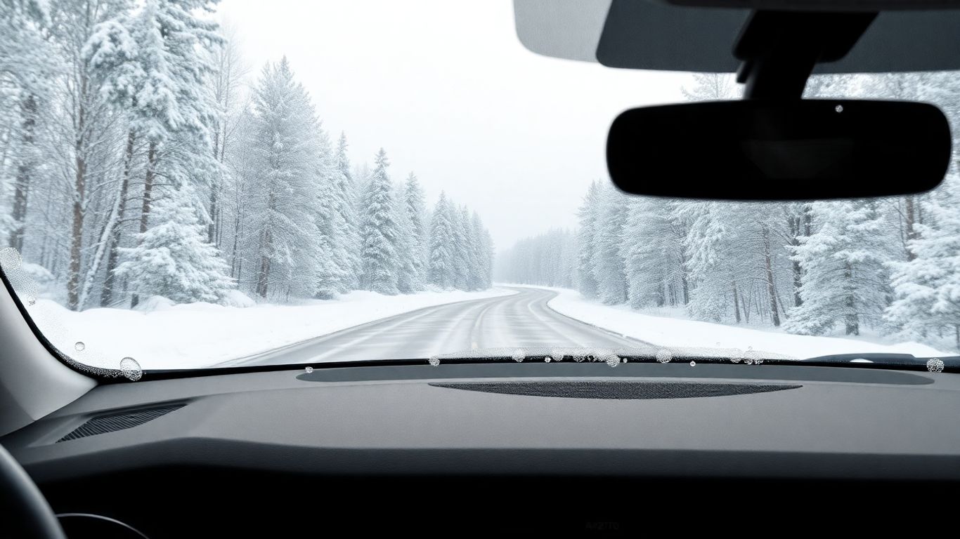 GPS-Navigation im Winter auf einer verschneiten Straße