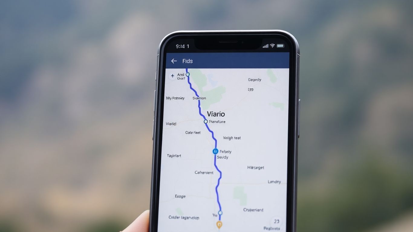 Smartphone zeigt Karte für Offline-Navigation in Landschaft